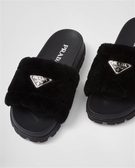 prada fluffy sliders|prada slides for women.